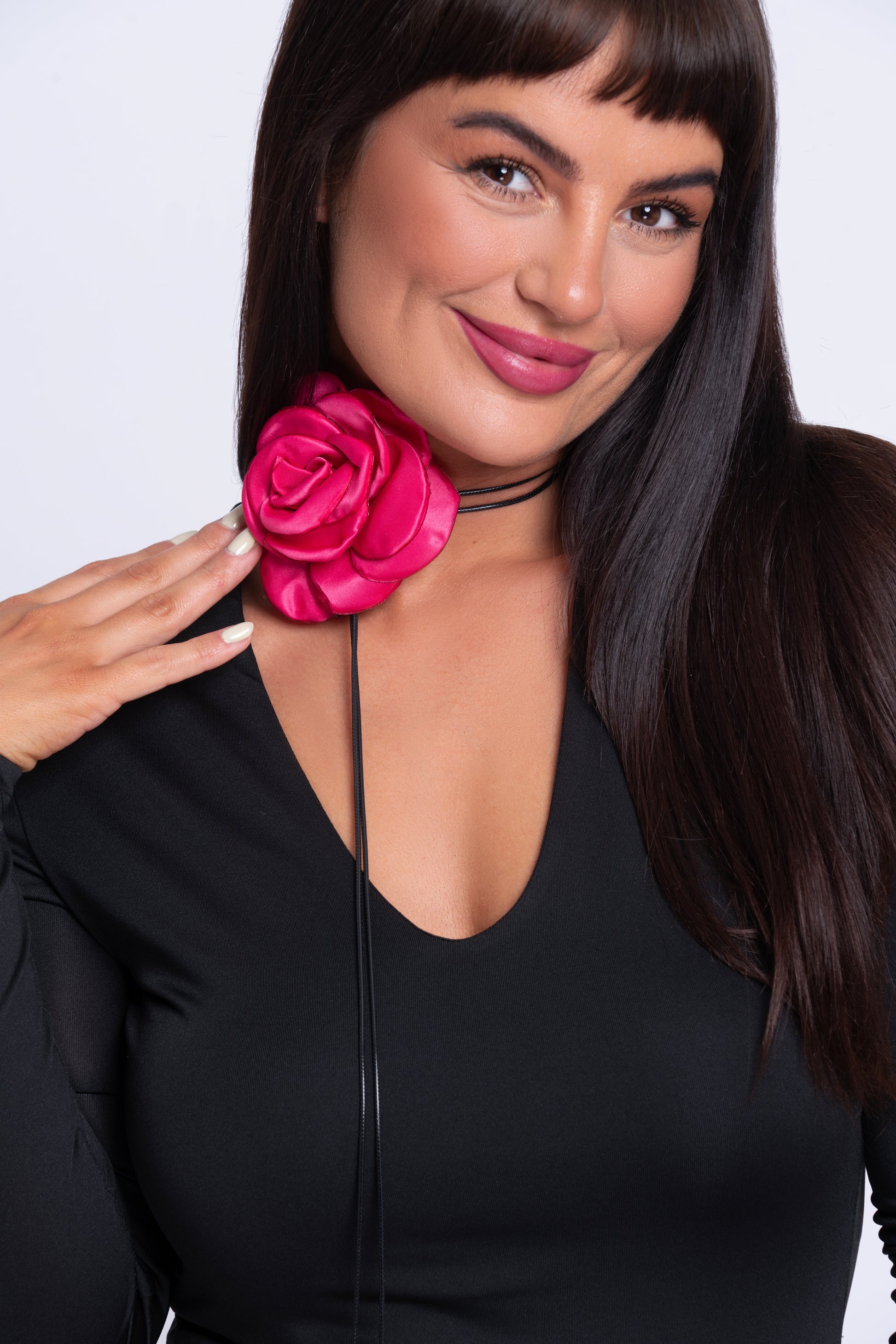 Pink flower corsage necklace