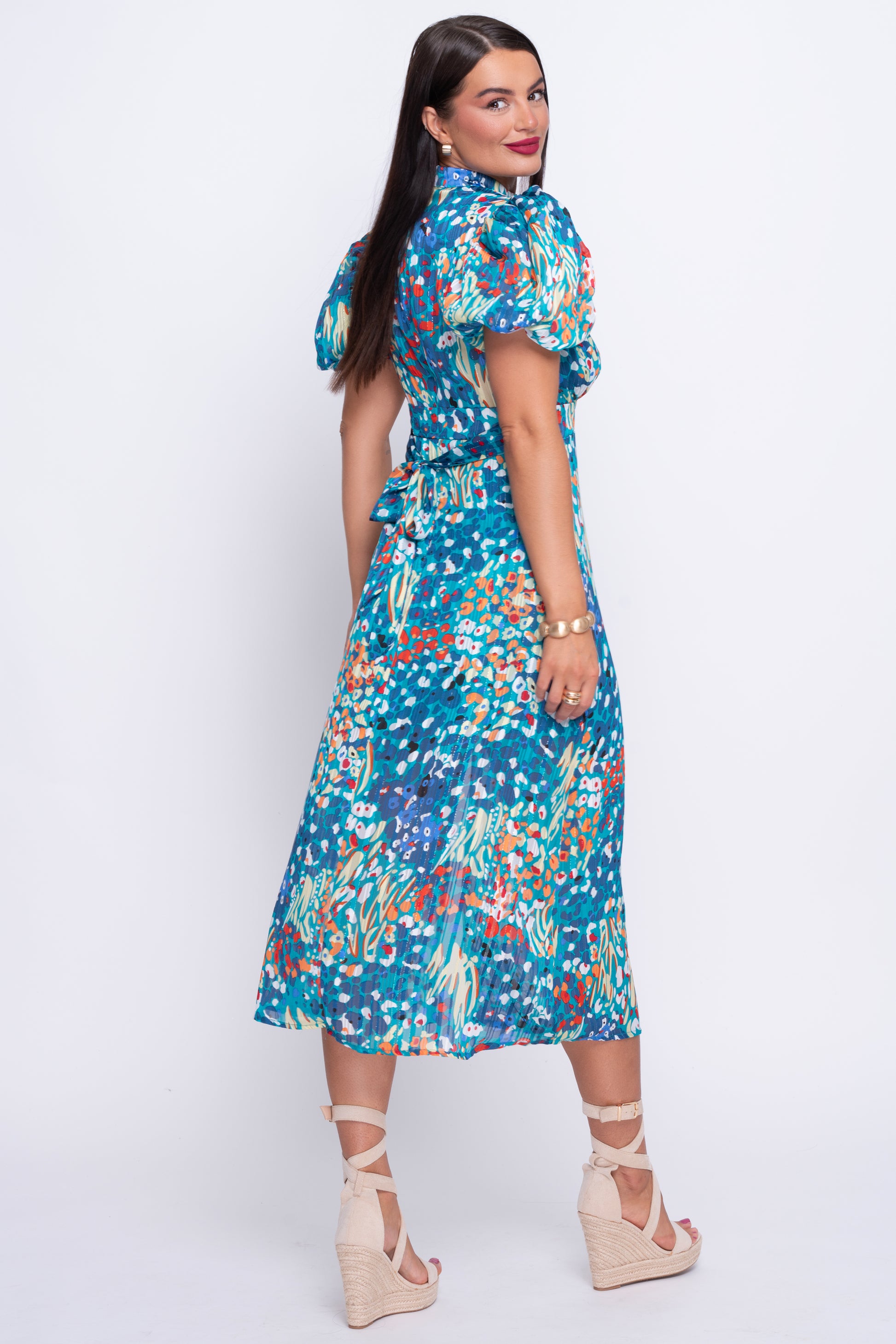 Lilith puff sleeve midi dress