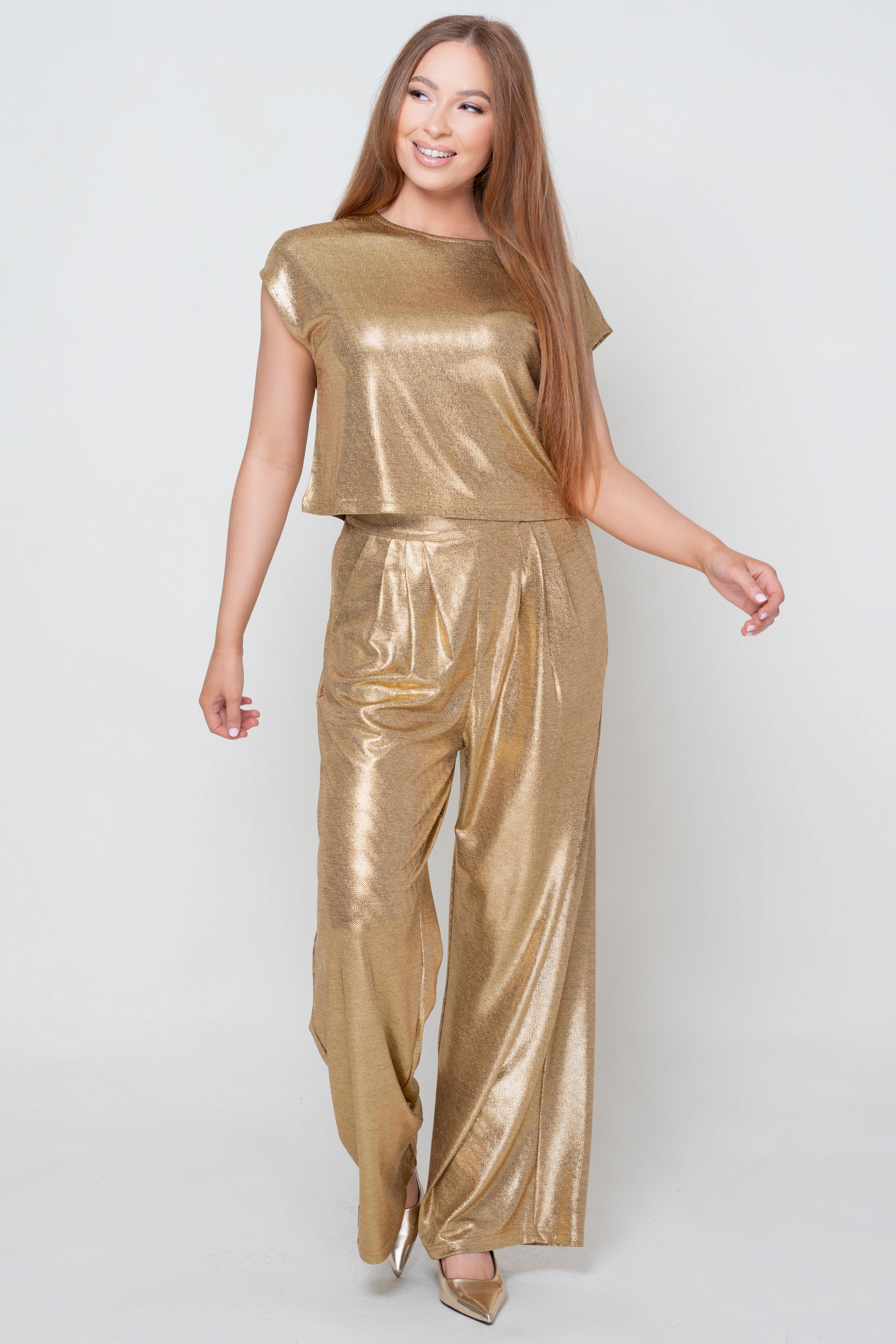 Bond Gold Metallic Trouser Suit