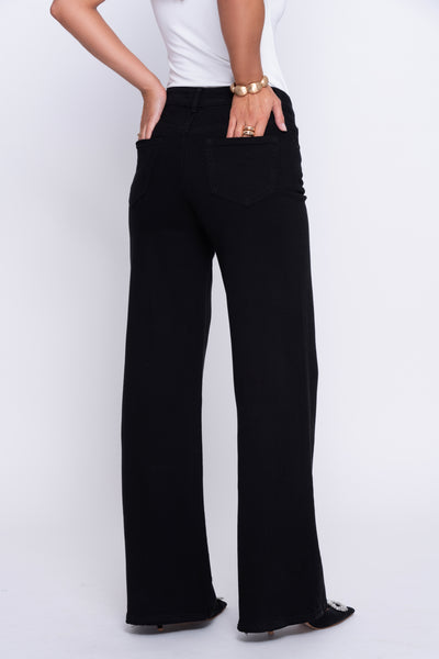 Florence Black High Rise Wide Leg Stretch Jeans