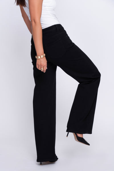 Florence Black High Rise Wide Leg Stretch Jeans
