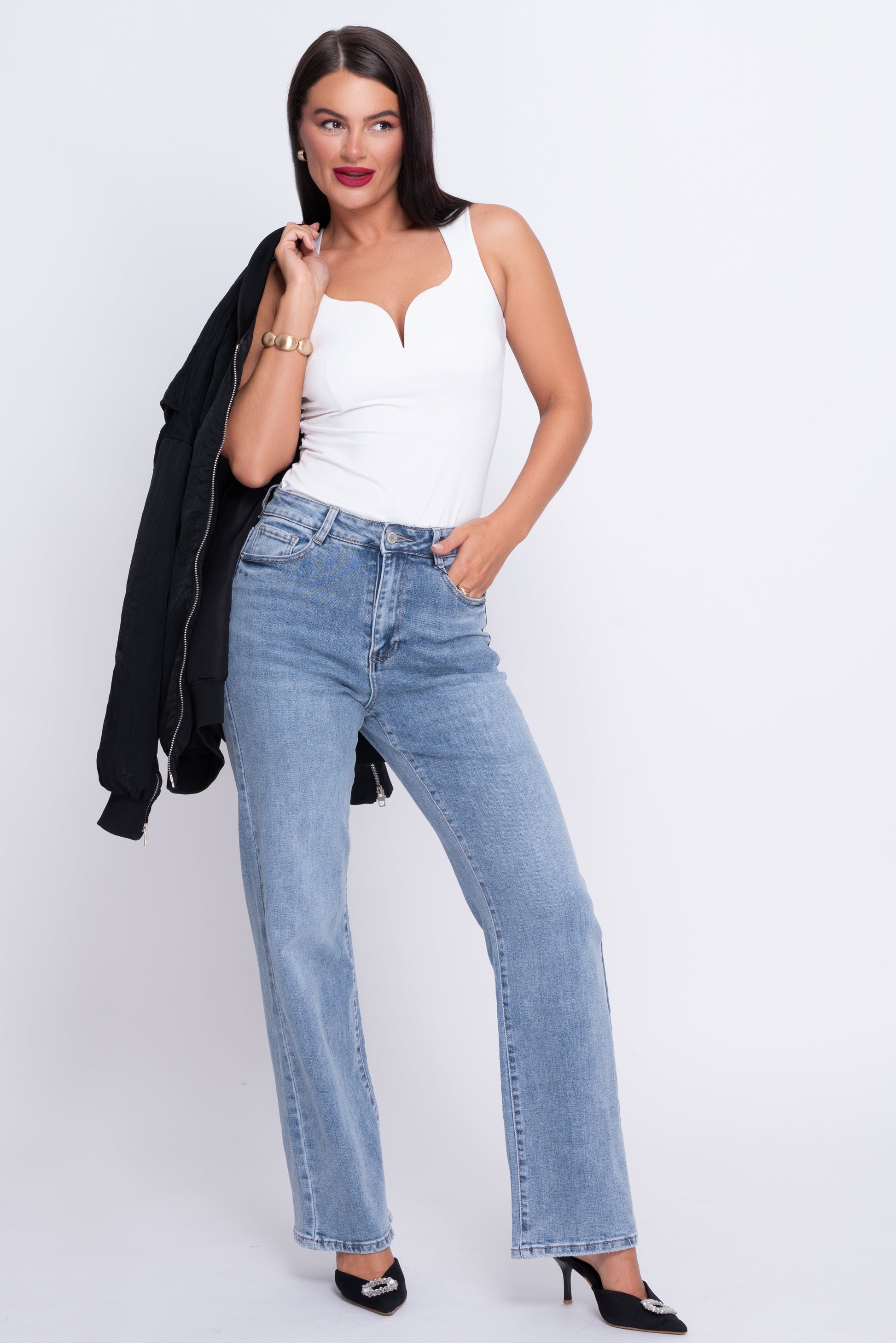 Jessie Light Blue High Rise Wide Leg Stretch Jeans