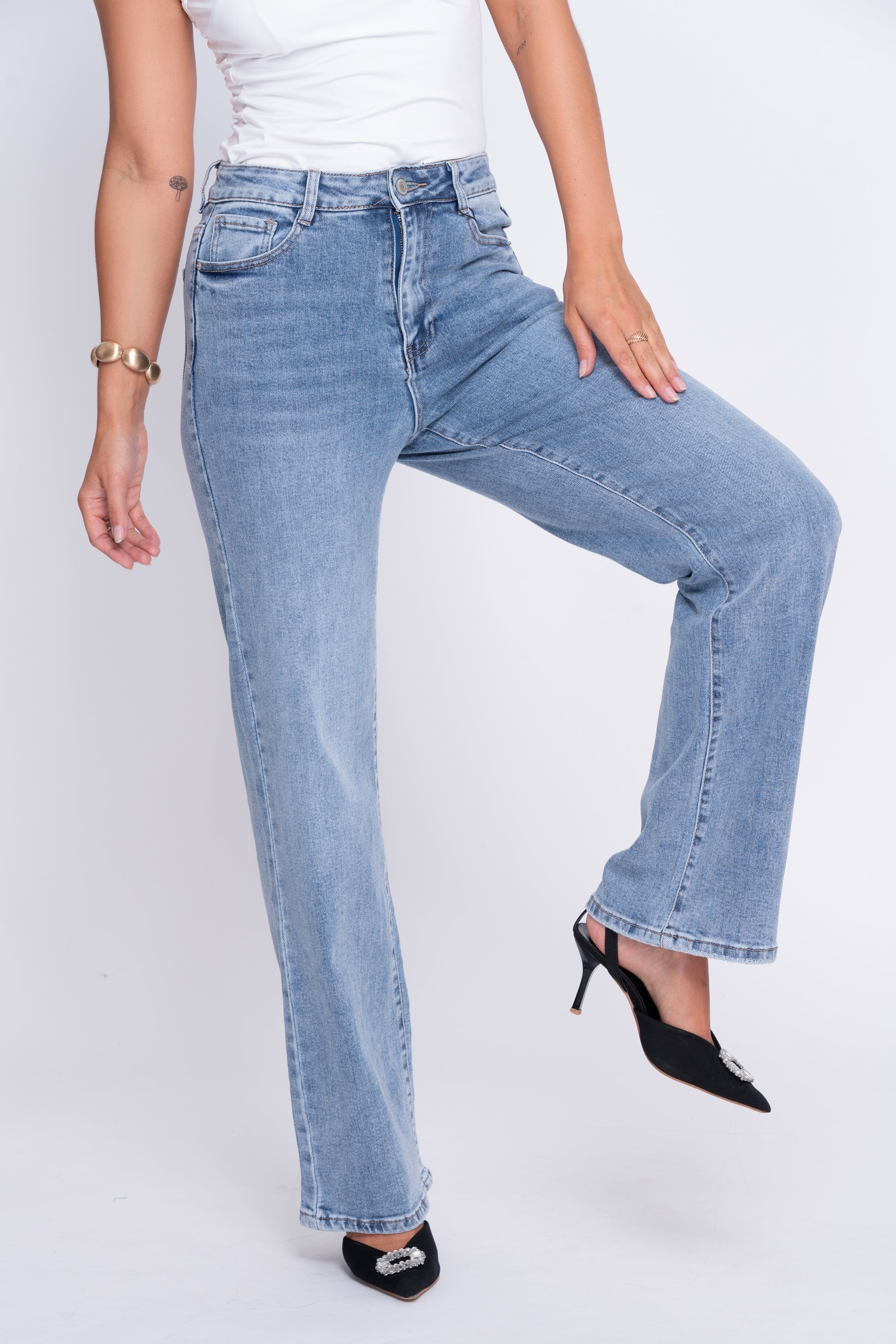 Jessie Light Blue High Rise Wide Leg Stretch Jeans