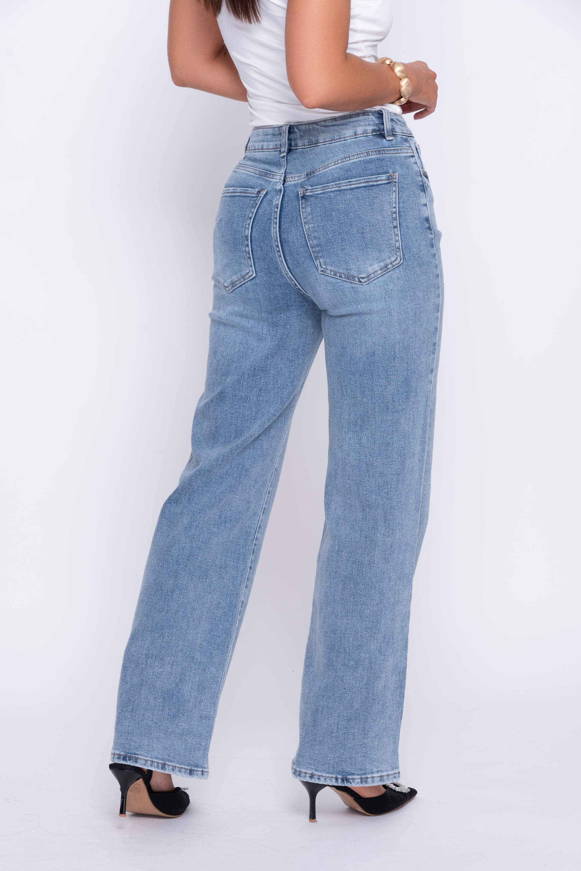 Jessie Light Blue High Rise Wide Leg Stretch Jeans