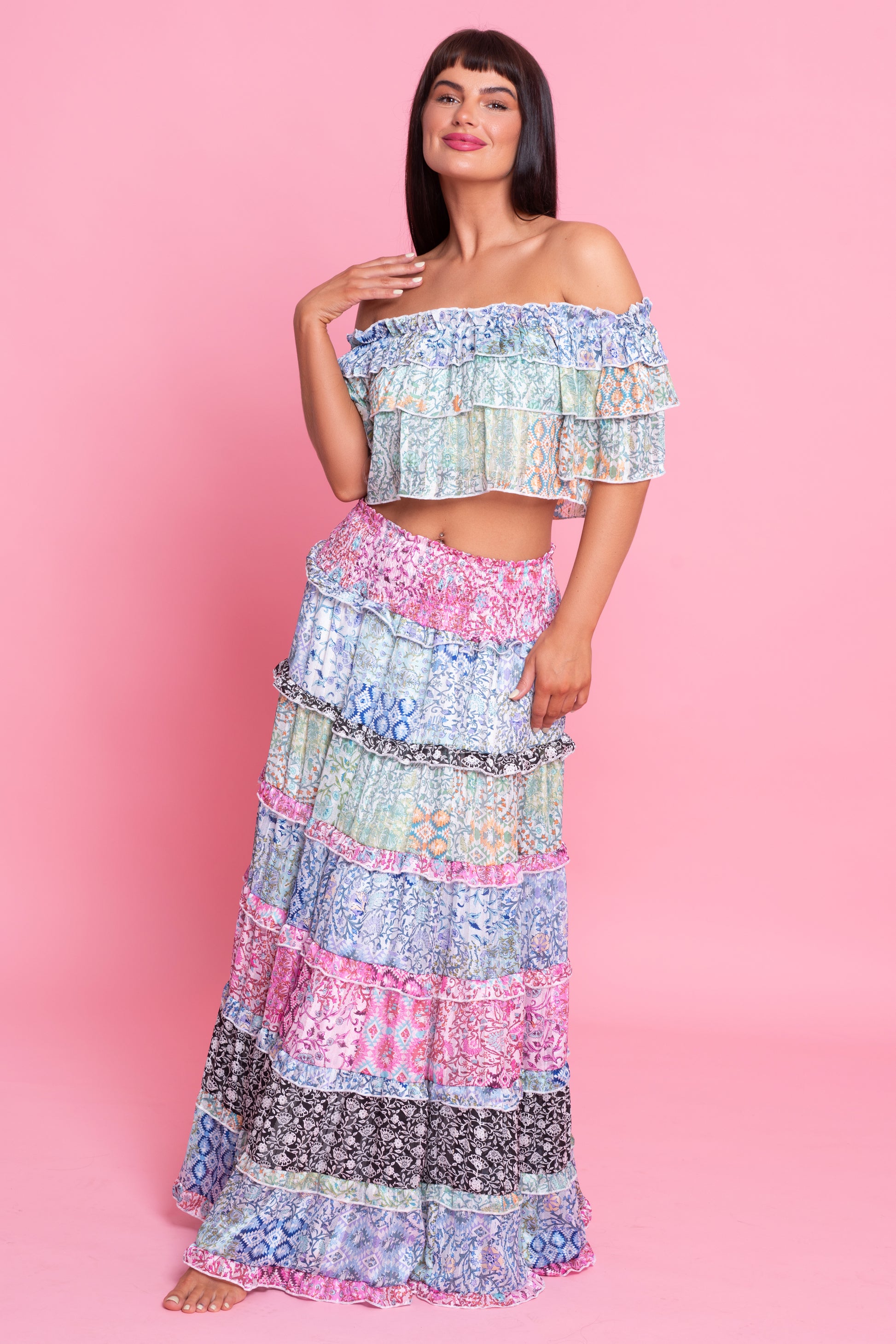 Beachcomber floral skirt and top set