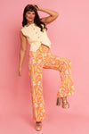 Funky orange and yellow retro print trousers
