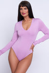Cosette lilac long sleeved v neck bodysuit