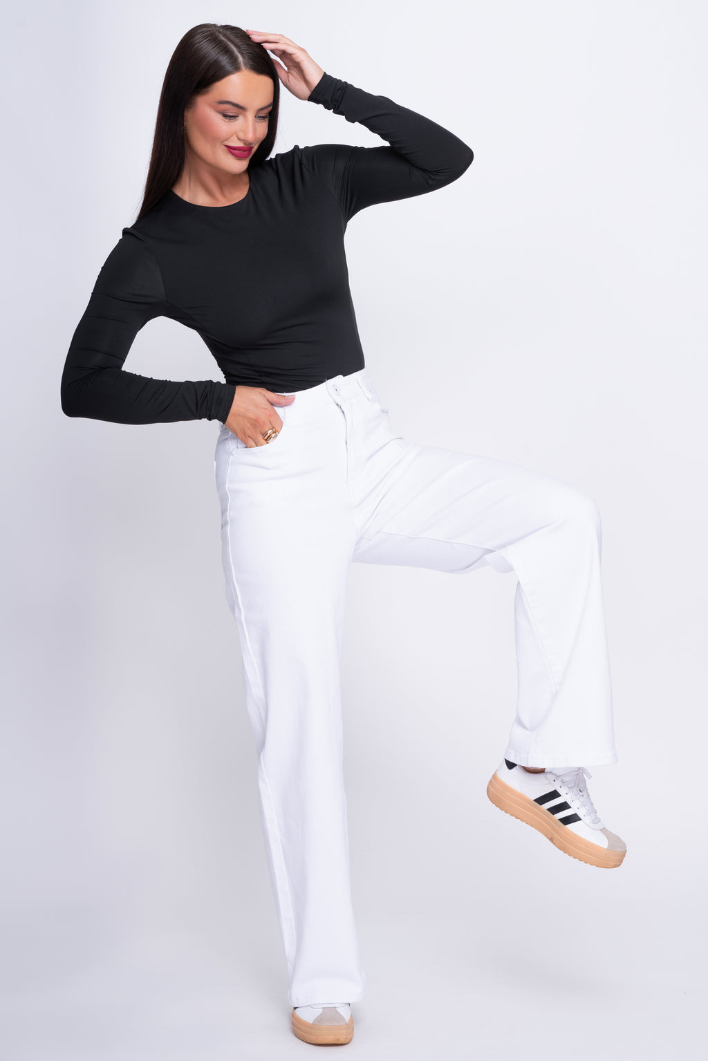 Martha White High Rise Wide Leg Stretch Jeans