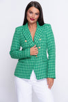 Emerald green woven check blazer