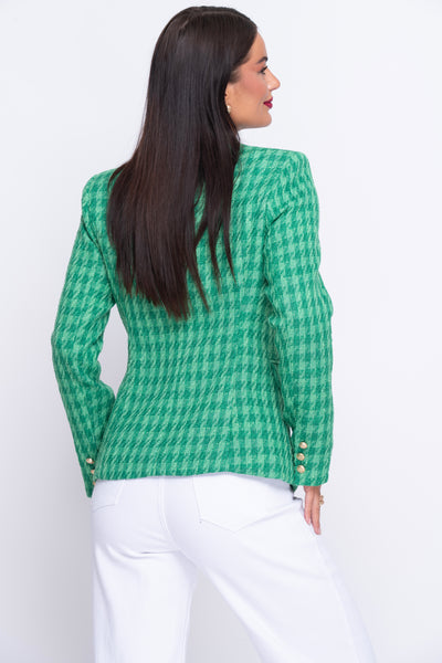 Emerald green woven check blazer