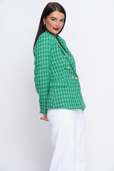Emerald green woven check blazer