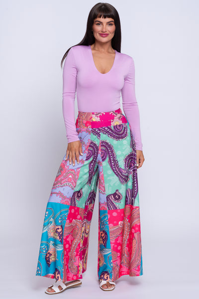 Retro pink multi print culottes