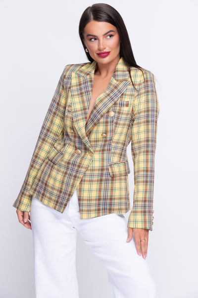 Sandringham mustard check lightweight blazer