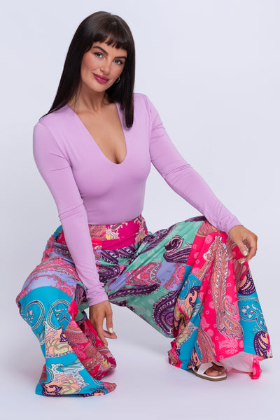 Retro pink multi print culottes