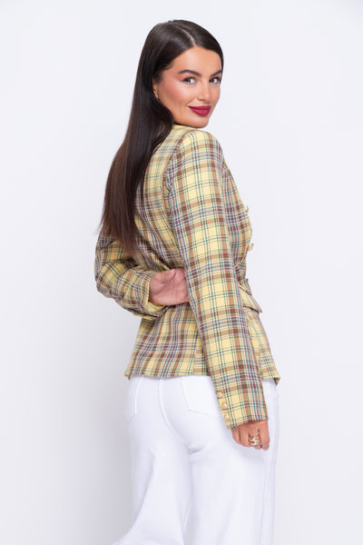 Sandringham mustard check lightweight blazer