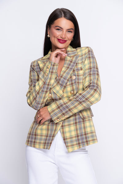 Sandringham mustard check lightweight blazer