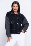Ebony Jacket With Denim Sleeves