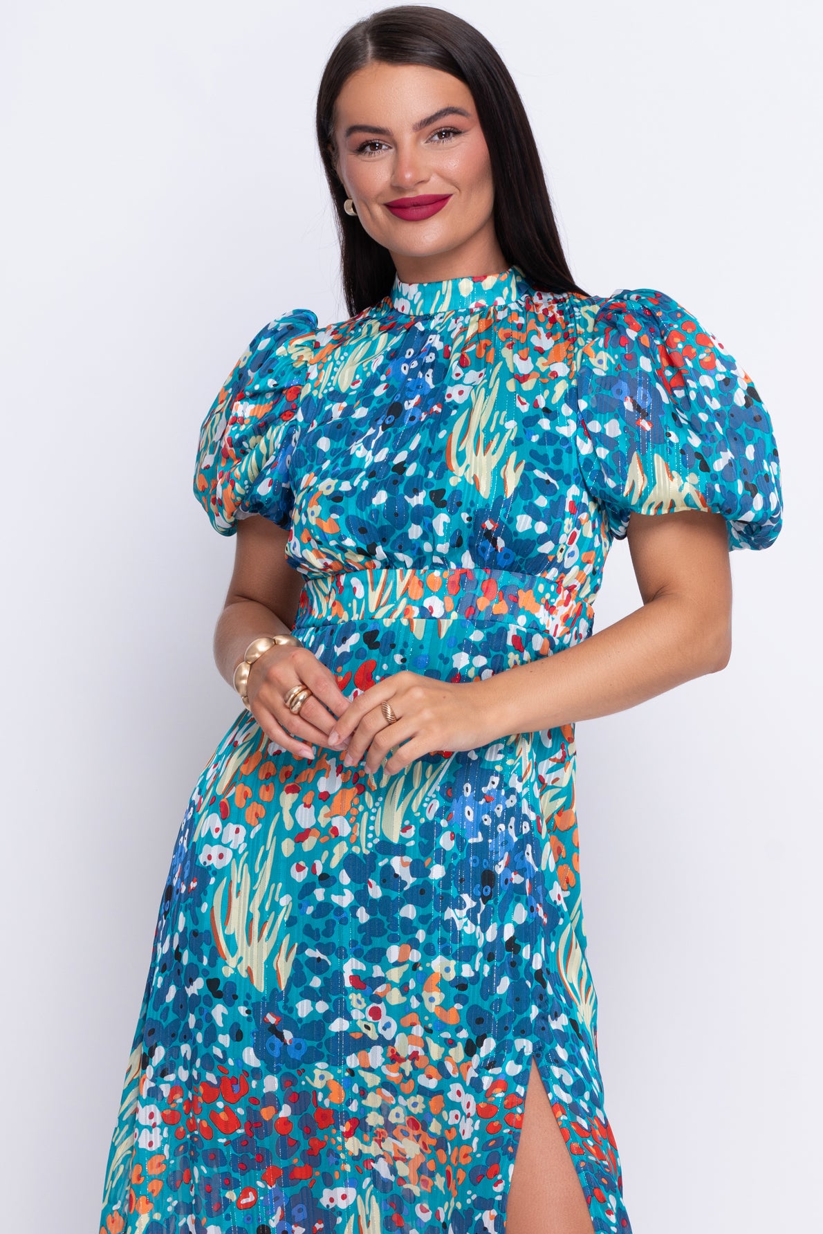 Lilith puff sleeve midi dress