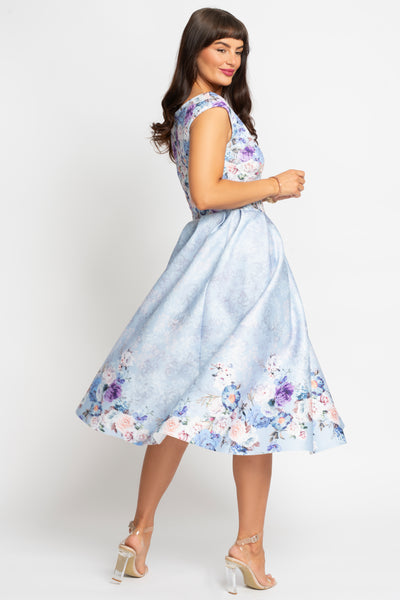 Flora pale blue floral occasion dress