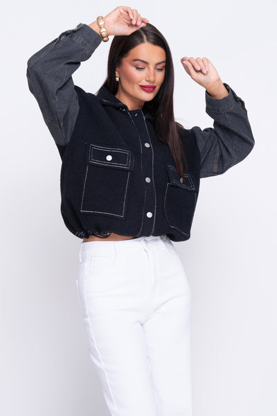 Ebony Jacket With Denim Sleeves