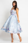 Flora pale blue floral occasion dress