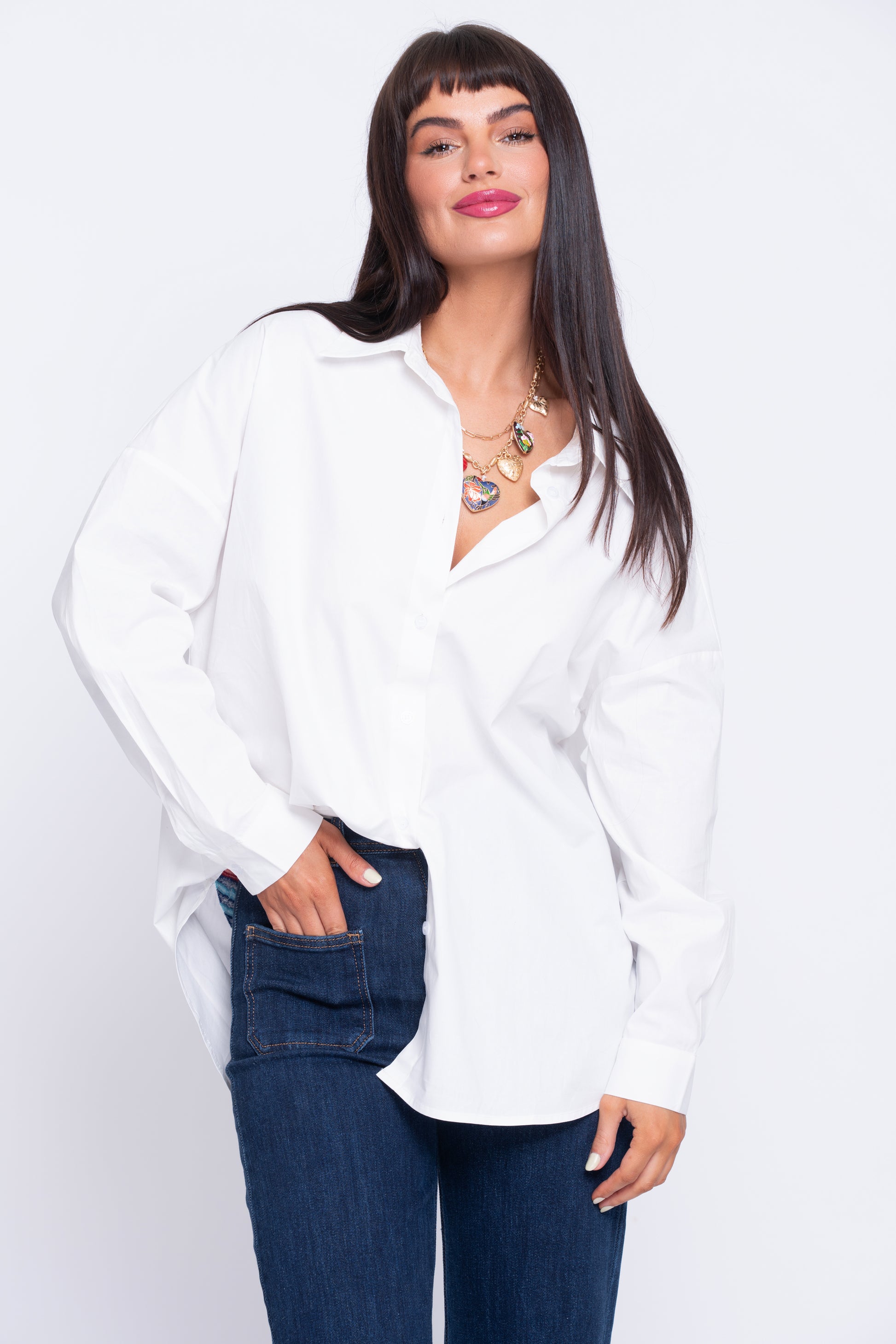 Sirena white shirt with mermaid embroidery