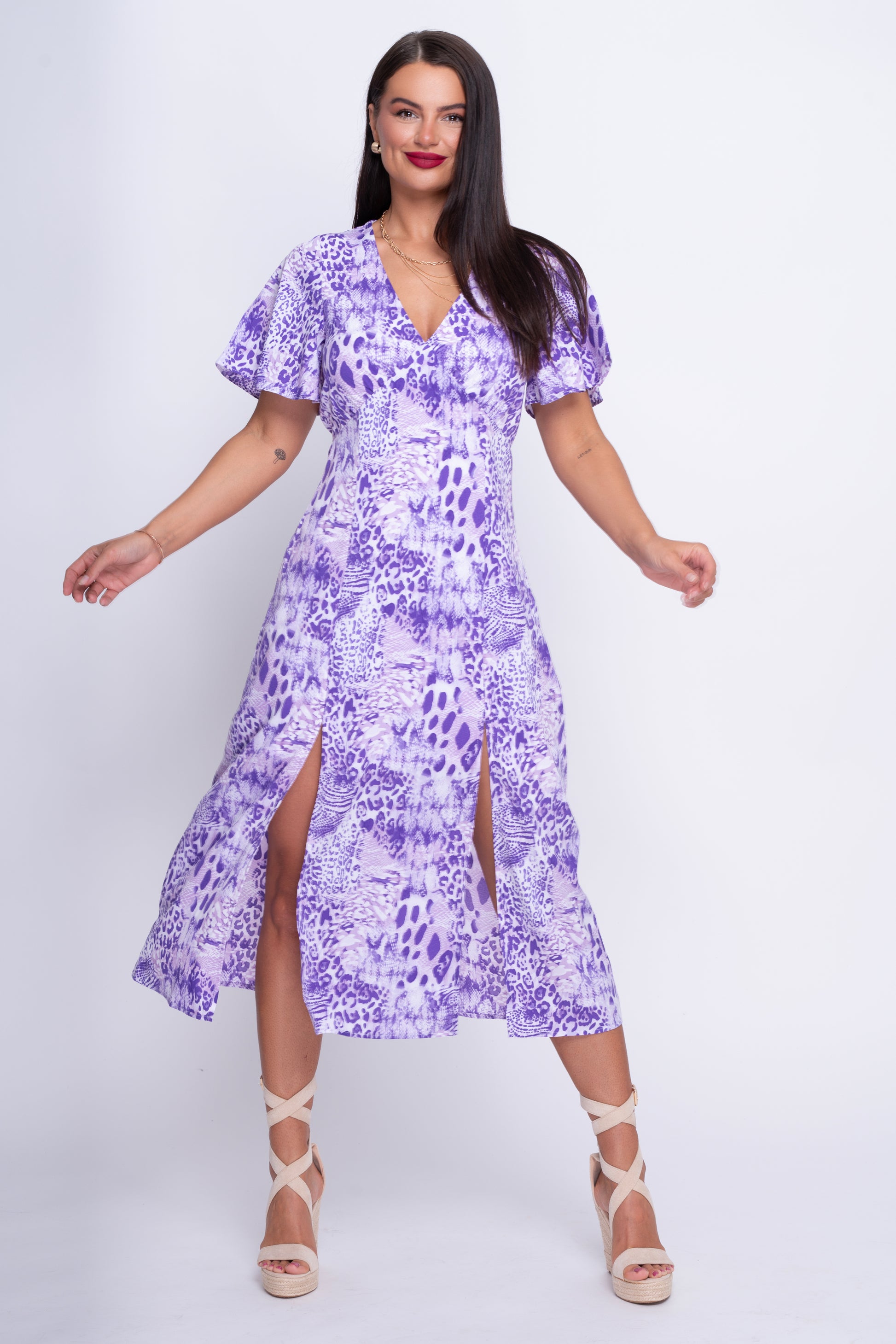 Levi lilac midi dress with angel sleeves