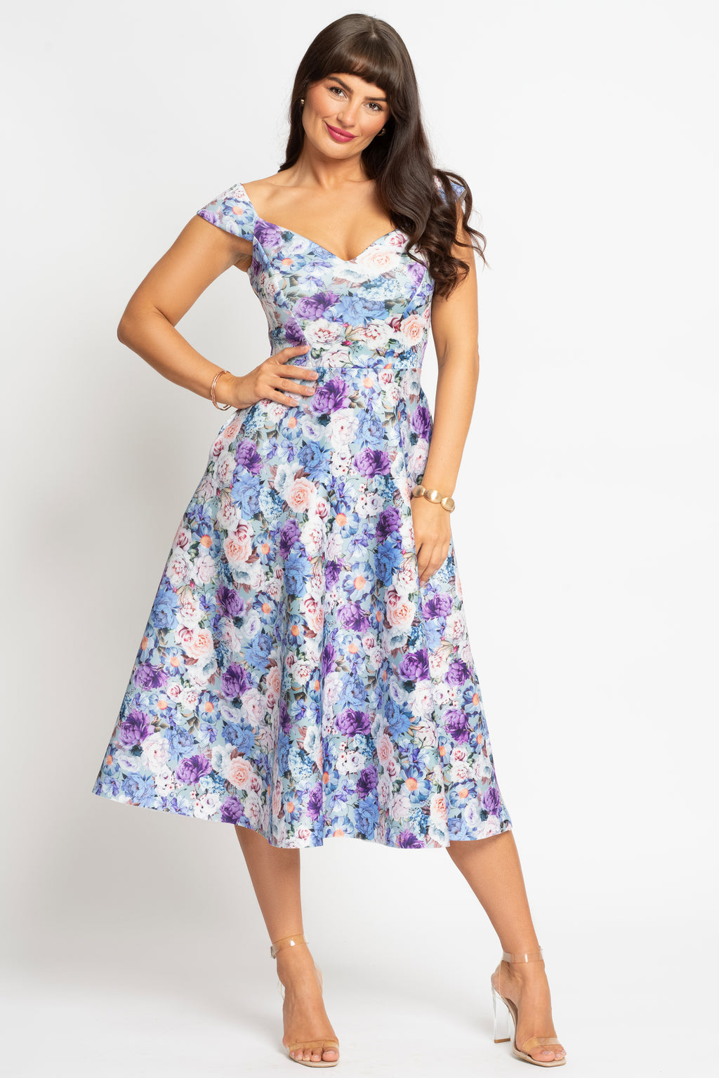 Sweetheart blue floral occasion dress