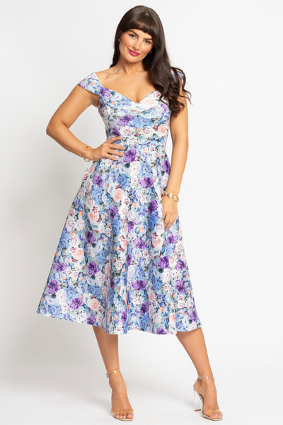 Sweetheart blue floral occasion dress