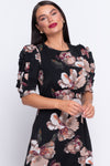 Samira black floral midi dress