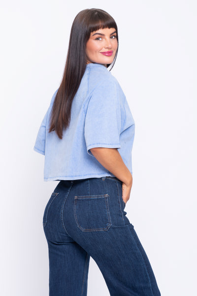 Mae blue jersey slouch top