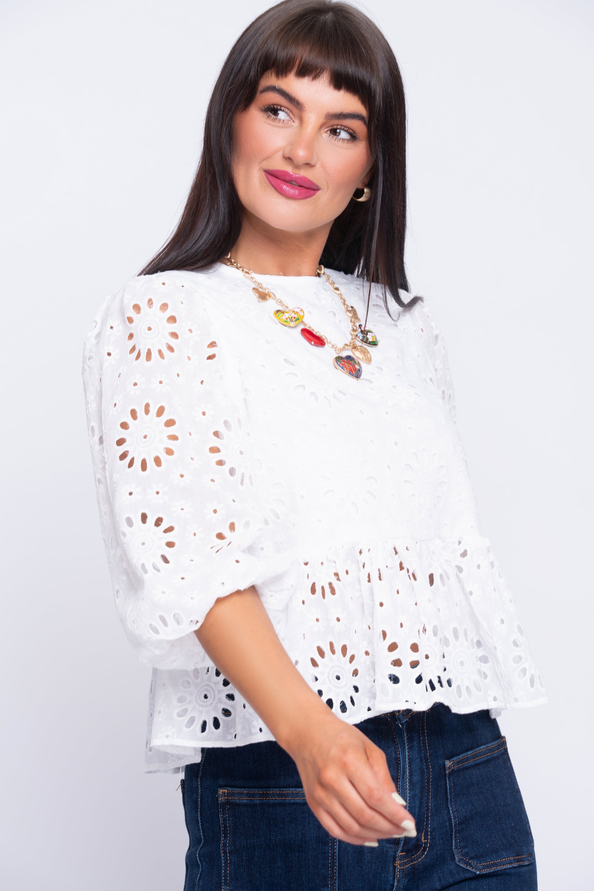 Amelie white Broderie Anglaise blouse