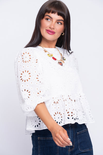 Amelie white Broderie Anglaise blouse