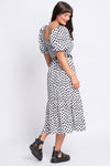 Mani black and white spot midi dress