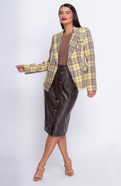 Sandringham mustard check lightweight blazer