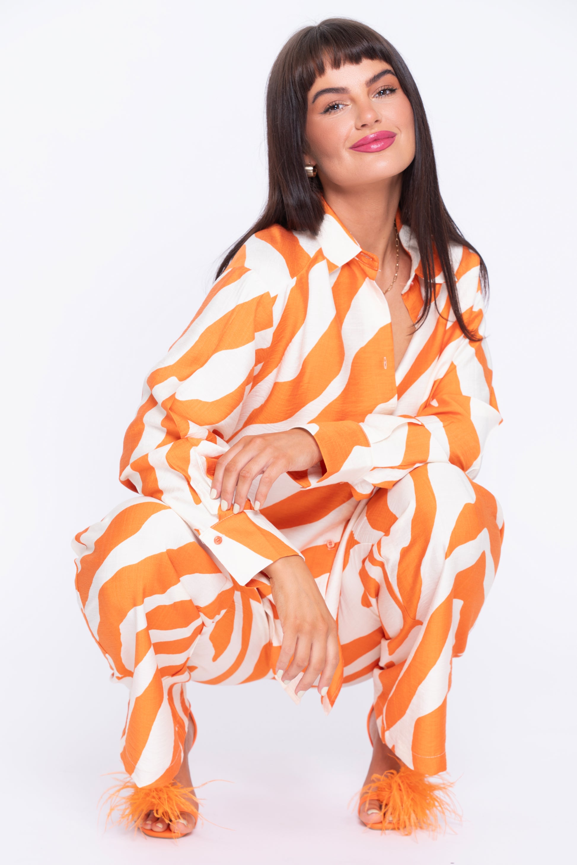 Tango orange shirt and trouser set