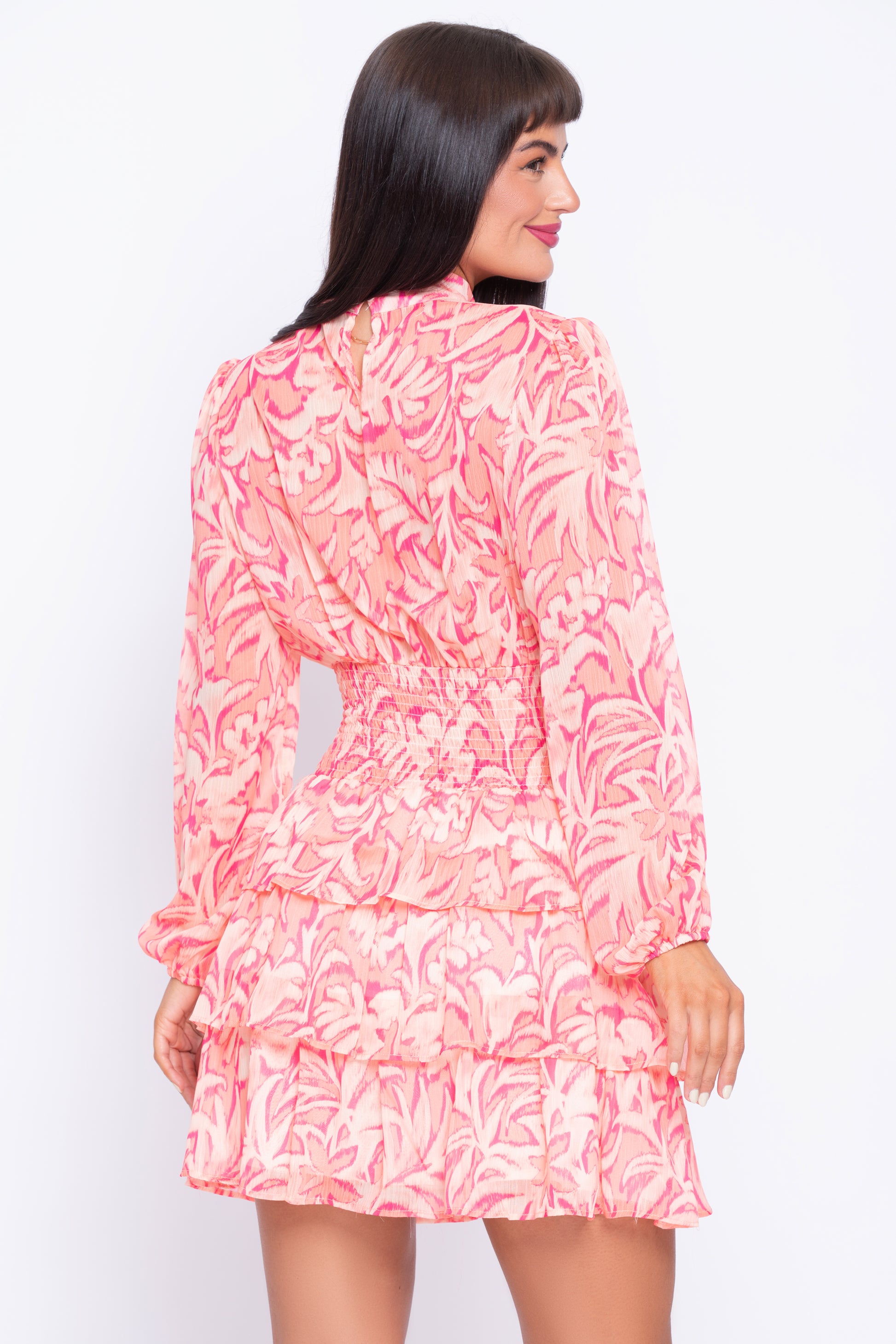 Chloe pink multi tiered mini dress