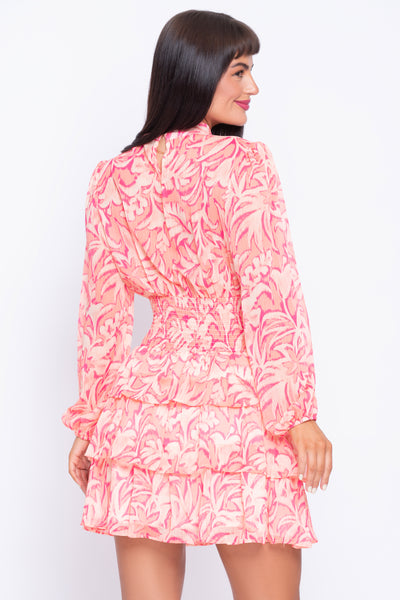 Chloe pink multi tiered mini dress