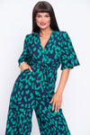 Lisa navy and green patterned jumpsuit