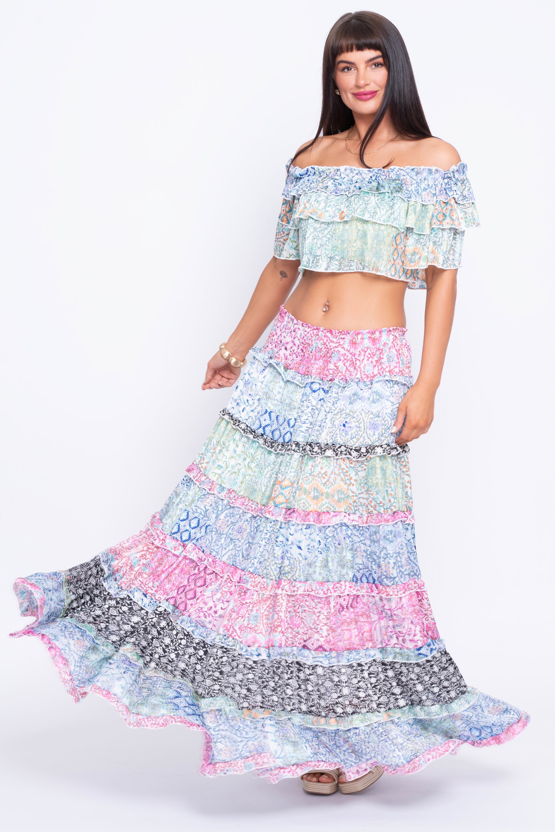 Beachcomber floral skirt and top set