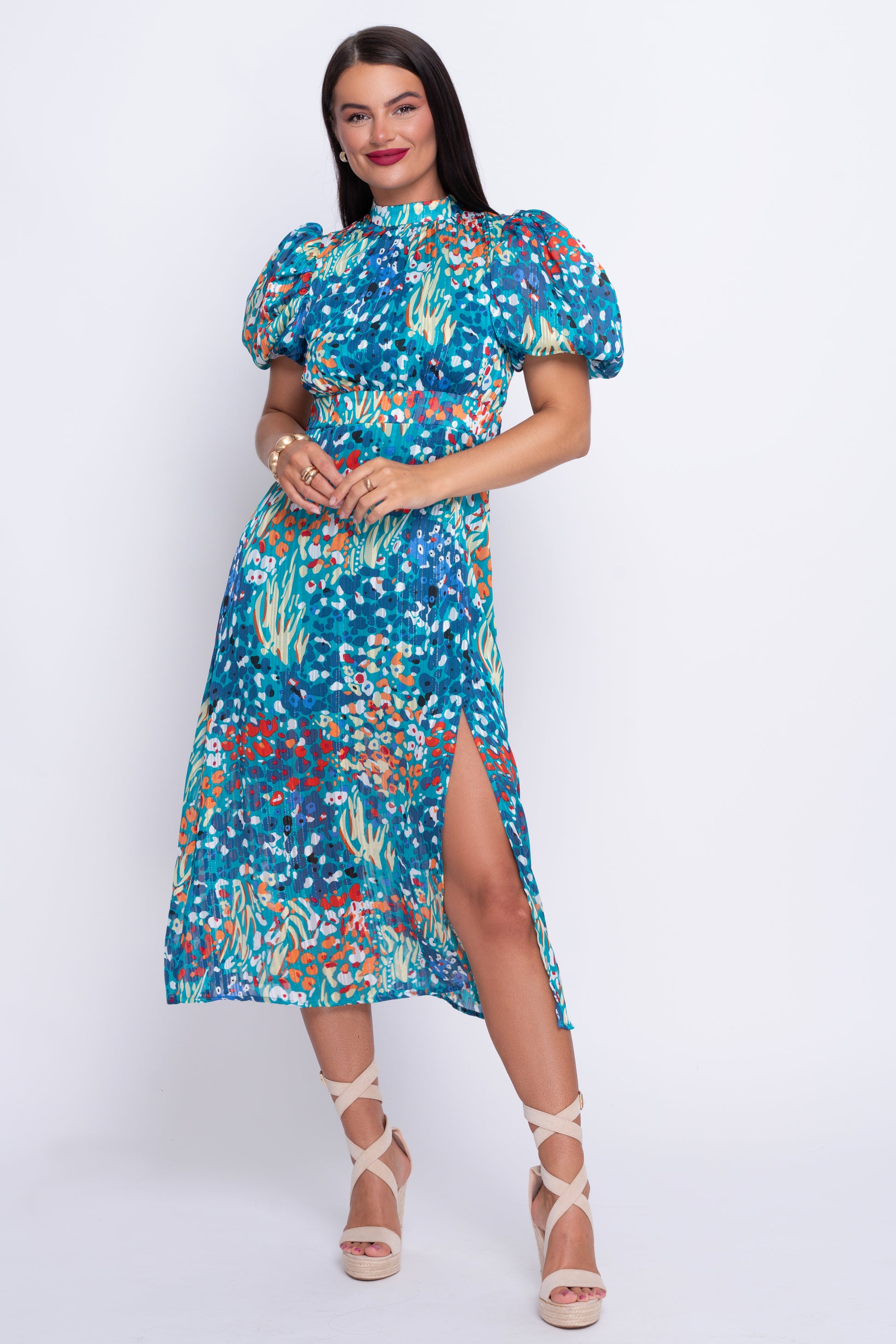 Lilith puff sleeve midi dress