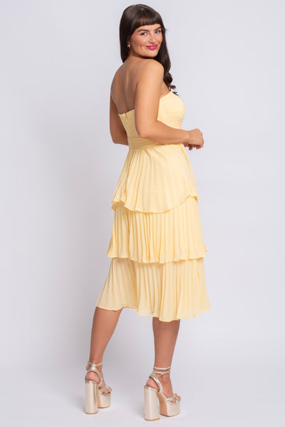 Sunny yellow bandeau frilled dress