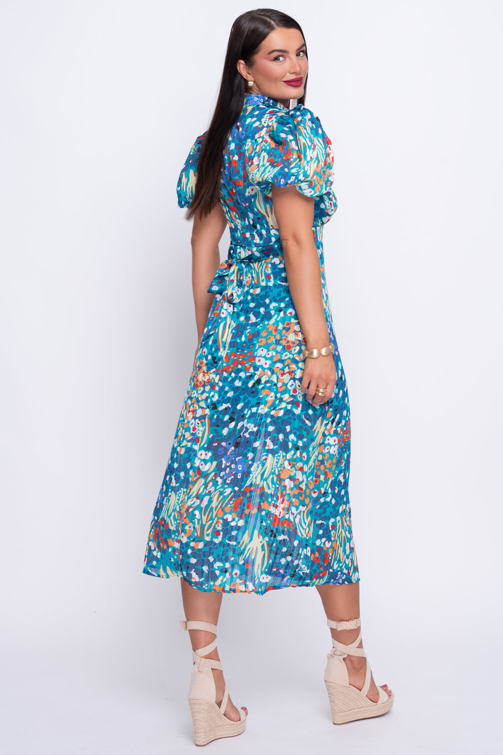 Lilith puff sleeve midi dress