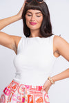 Anna white boat neck vest top
