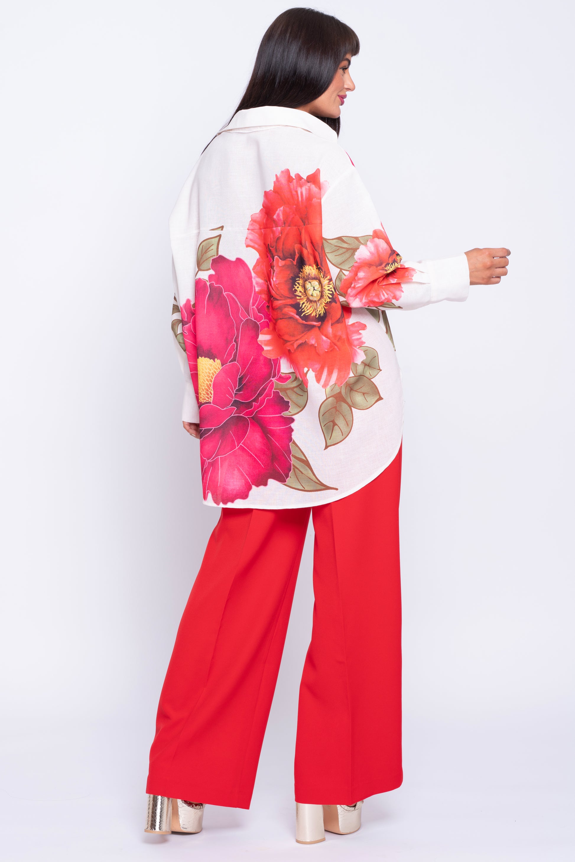 Peony - multicolour flower pattern shirt