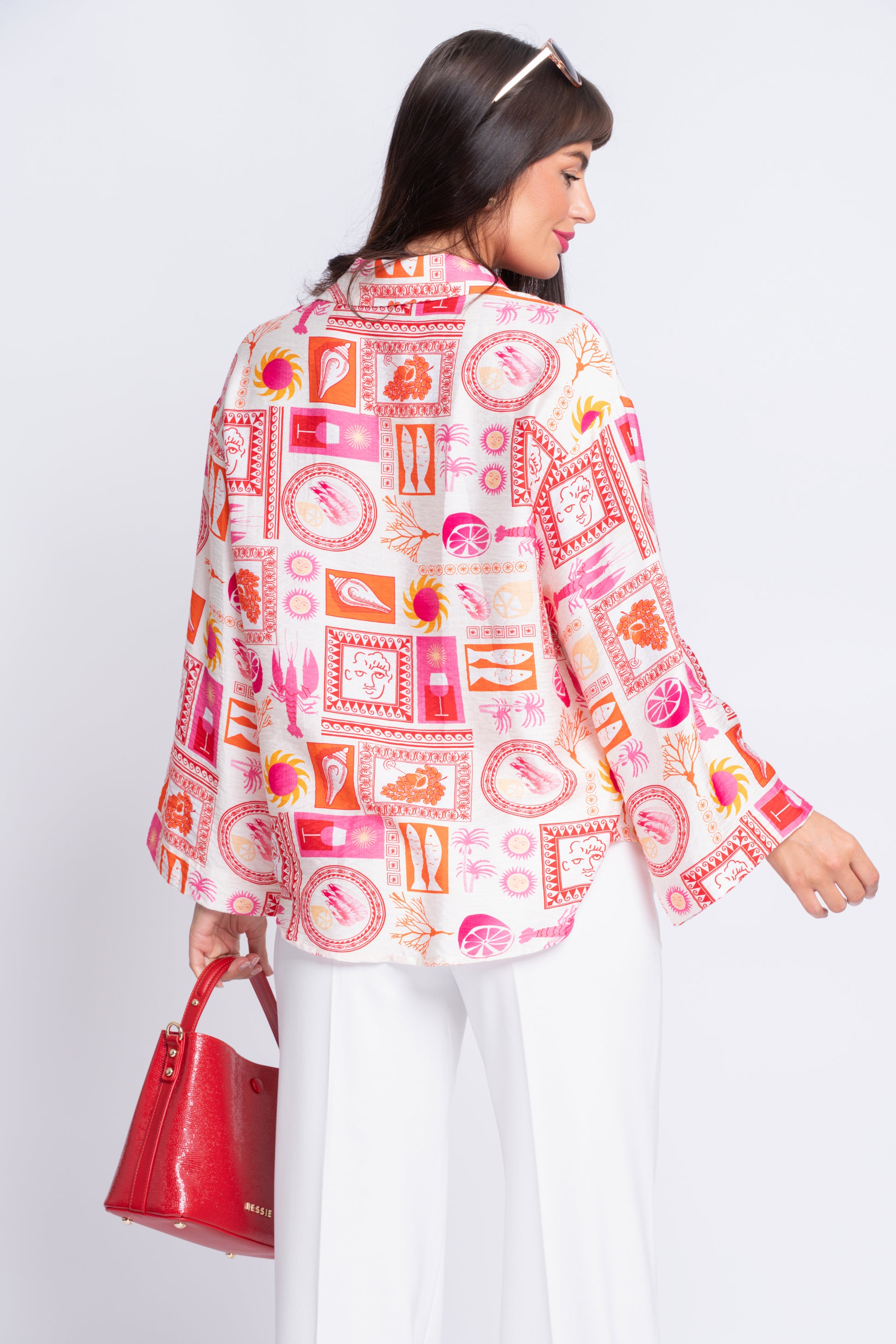 Mosaic pink print silk shirt