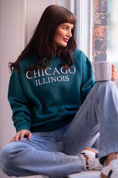 Chicago Teal Embroidered Logo Sweatshirt