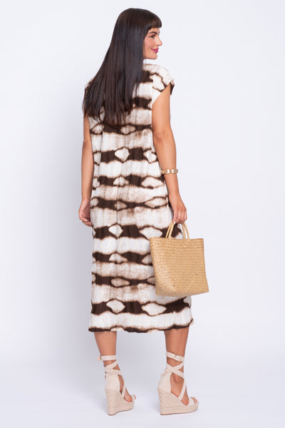 Felicia brown and cream midi shift dress