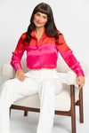 Magnolia red and pink satin shirt