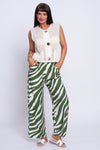 Tropics green patterned wide leg pants